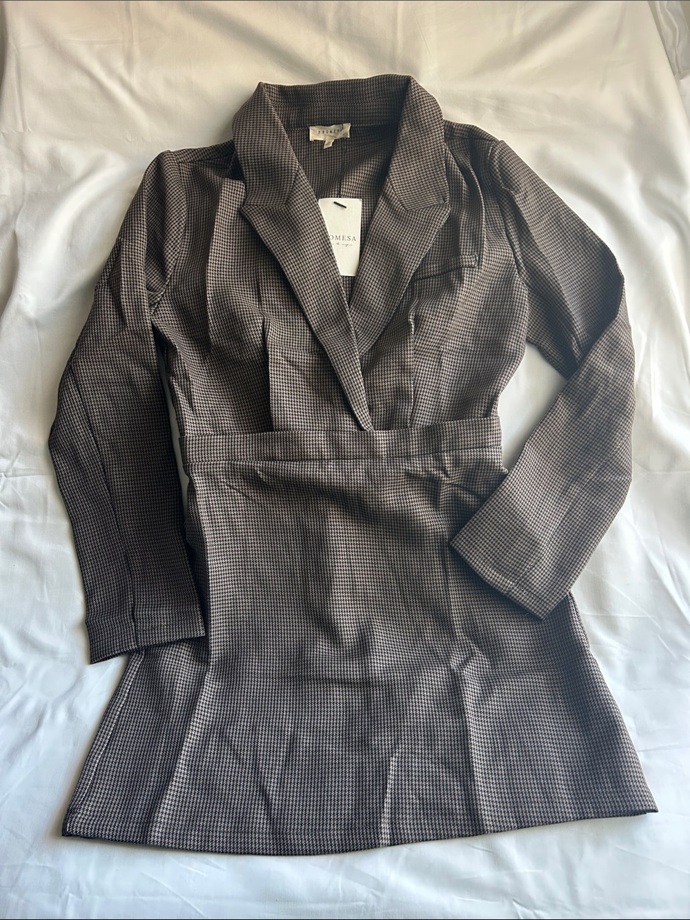 Promesa Houndstooth Blazer Dress in Brown